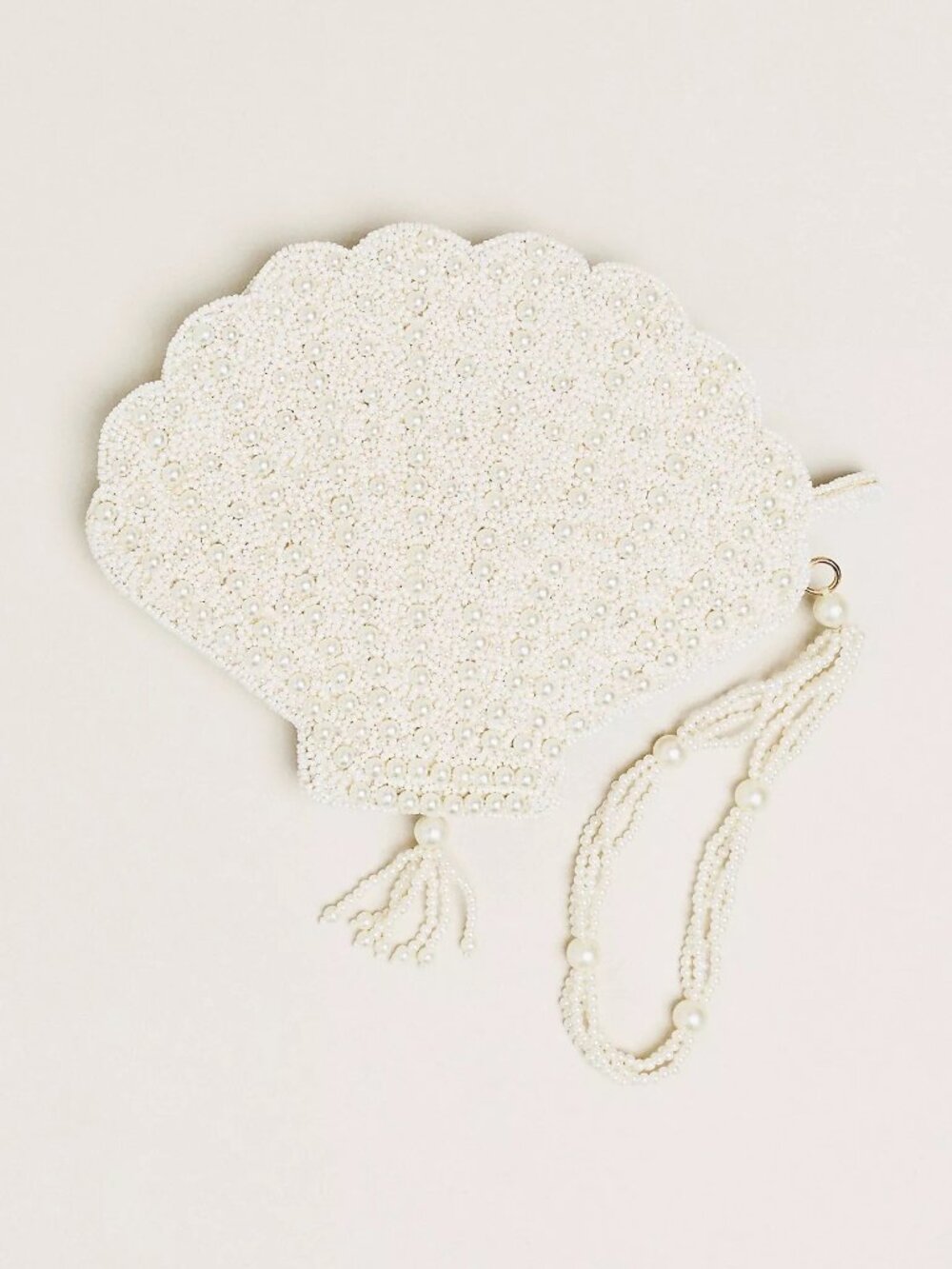 Anthropologie Beaded Shell Crossbody Icon Bag | White | New With Tags - Picture 2 of 3